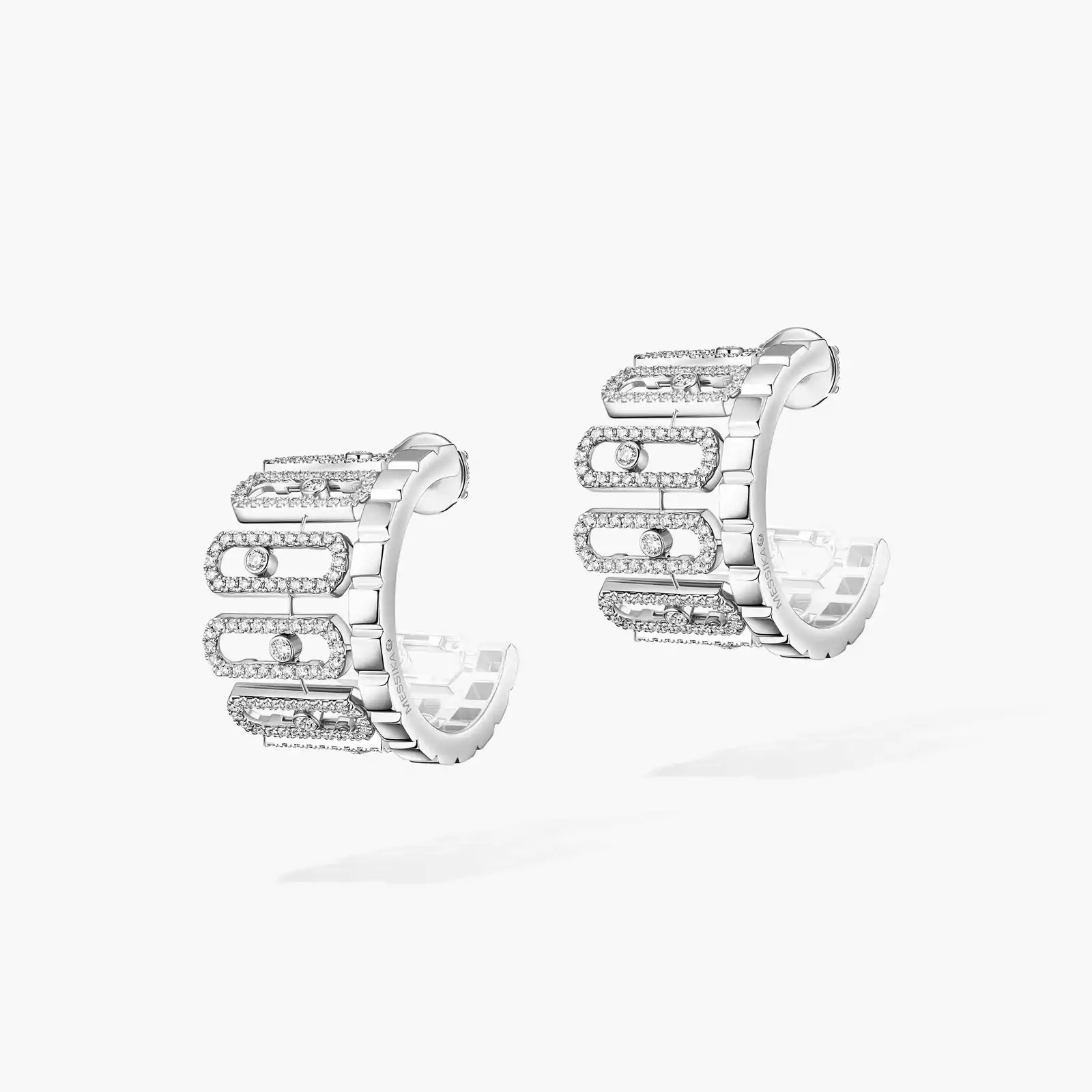 Pendiente Mujer Oro blanco Diamante Move Iconica con Pavé 12824-WG