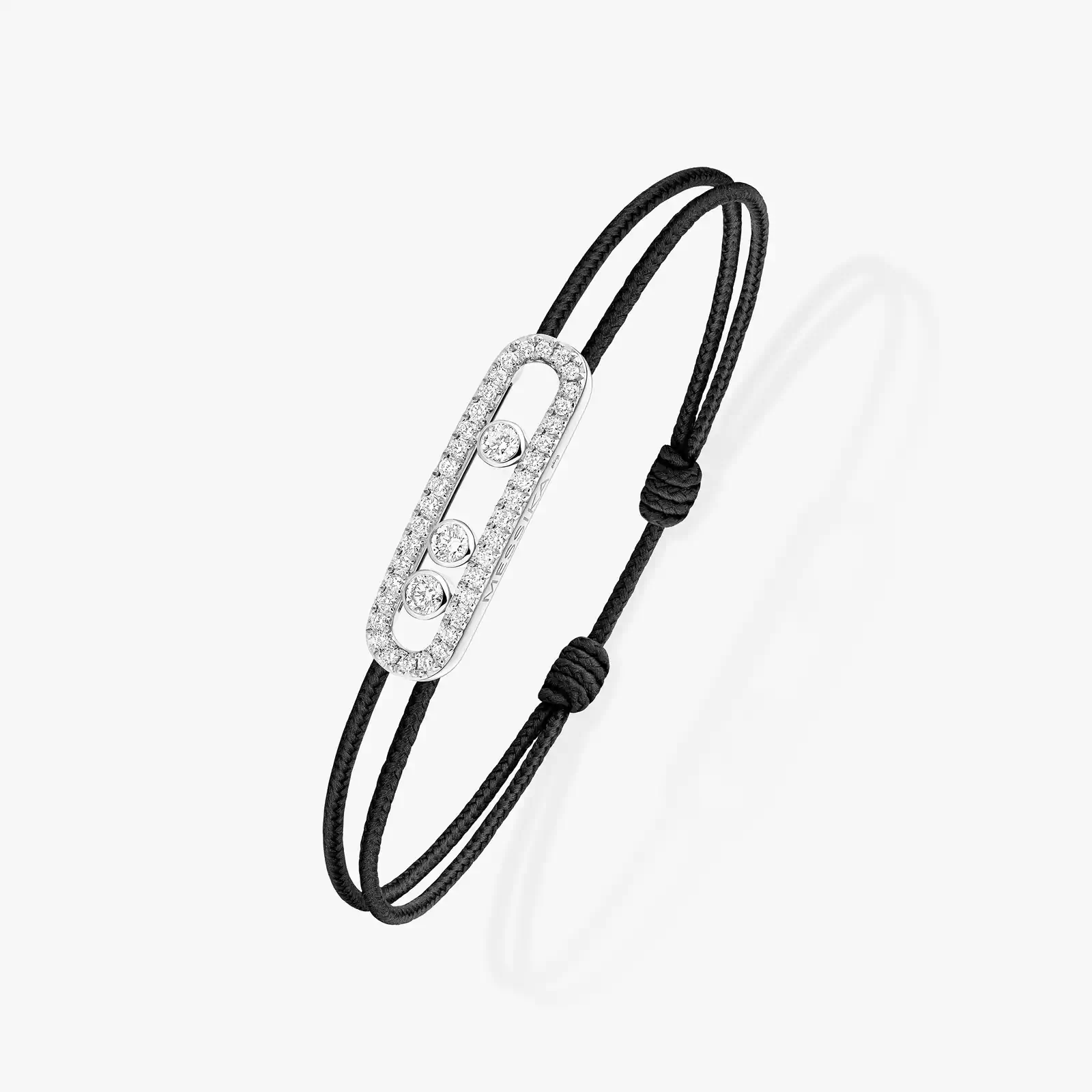 Messika CARE(S) Black Cord Pavé Bracelet White Gold For Her Diamond Bracelet 14141-WG