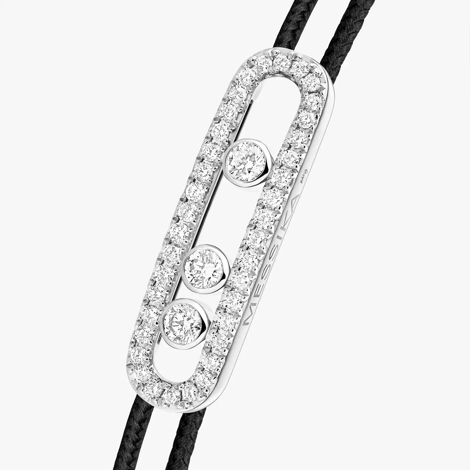 Messika CARE(S) Black Cord Pavé Bracelet White Gold For Her Diamond Bracelet 14141-WG