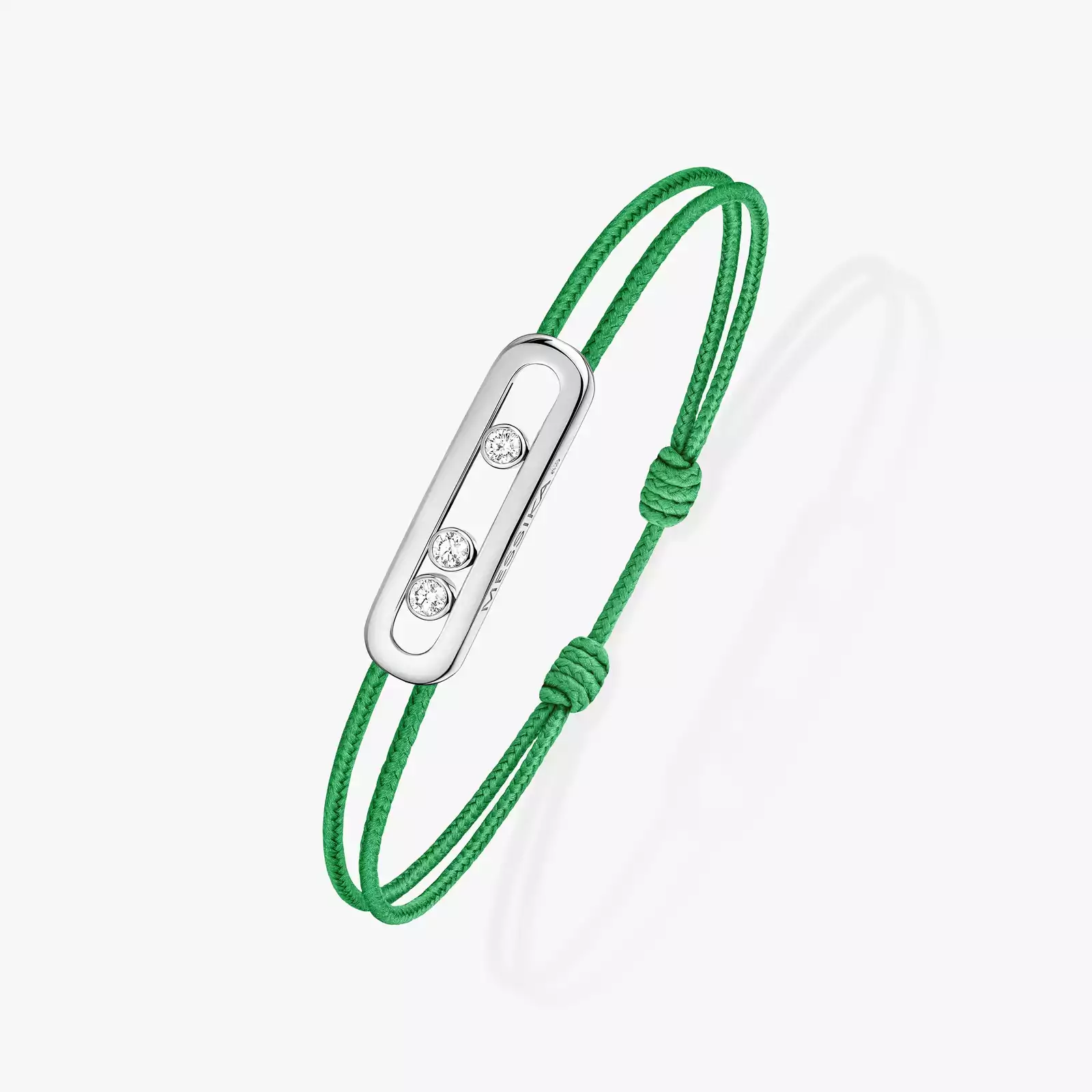 Messika CARE(S) Green Cord Bracelet White Gold Mixed Diamond Bracelet 14640-WG