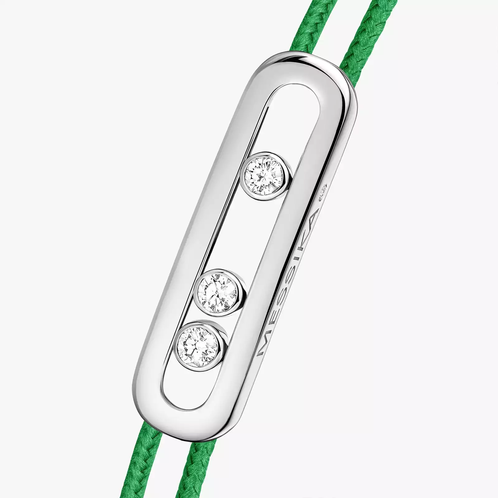 Messika CARE(S) Green Cord Bracelet White Gold Mixed Diamond Bracelet 14640-WG