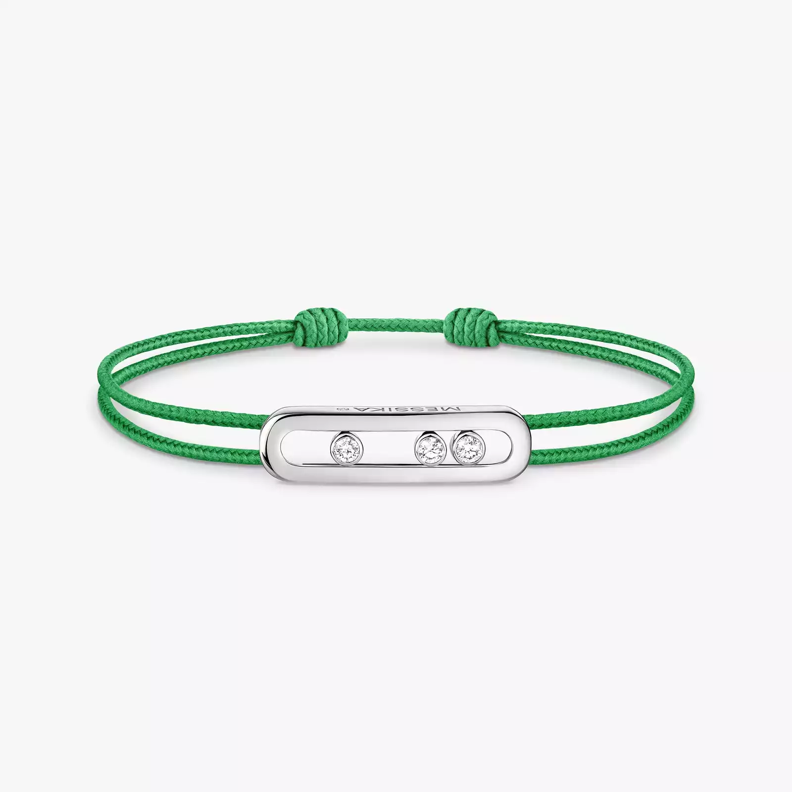 Messika CARE(S) Green Cord Bracelet White Gold Mixed Diamond Bracelet 14640-WG