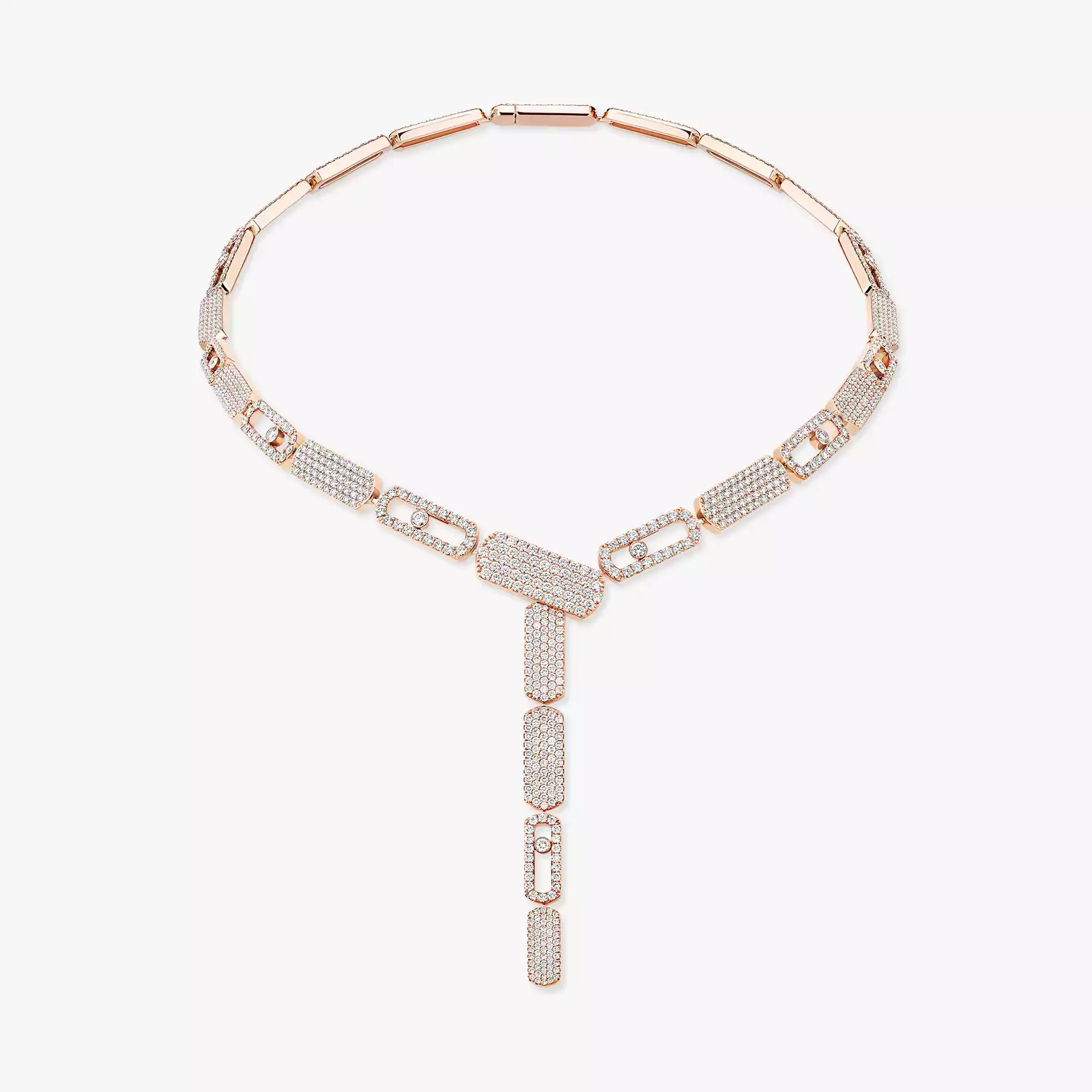 Imperial Move LM Pavé Tie Necklace Pink Gold For Her Diamond Necklace 14151-PG