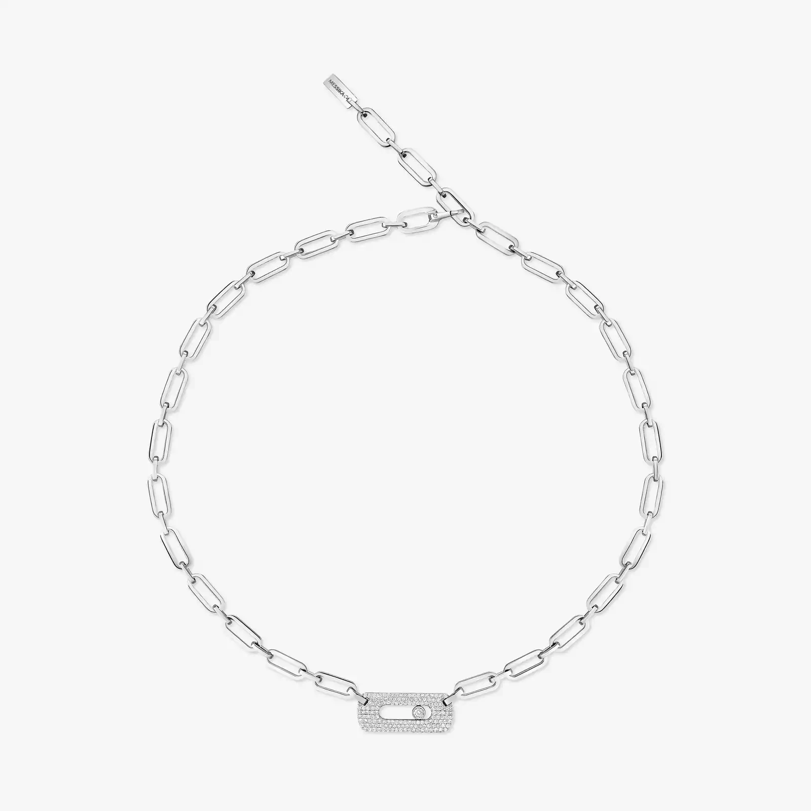 Move Link Necklace White Gold For Her Diamond Necklace 12095-WG