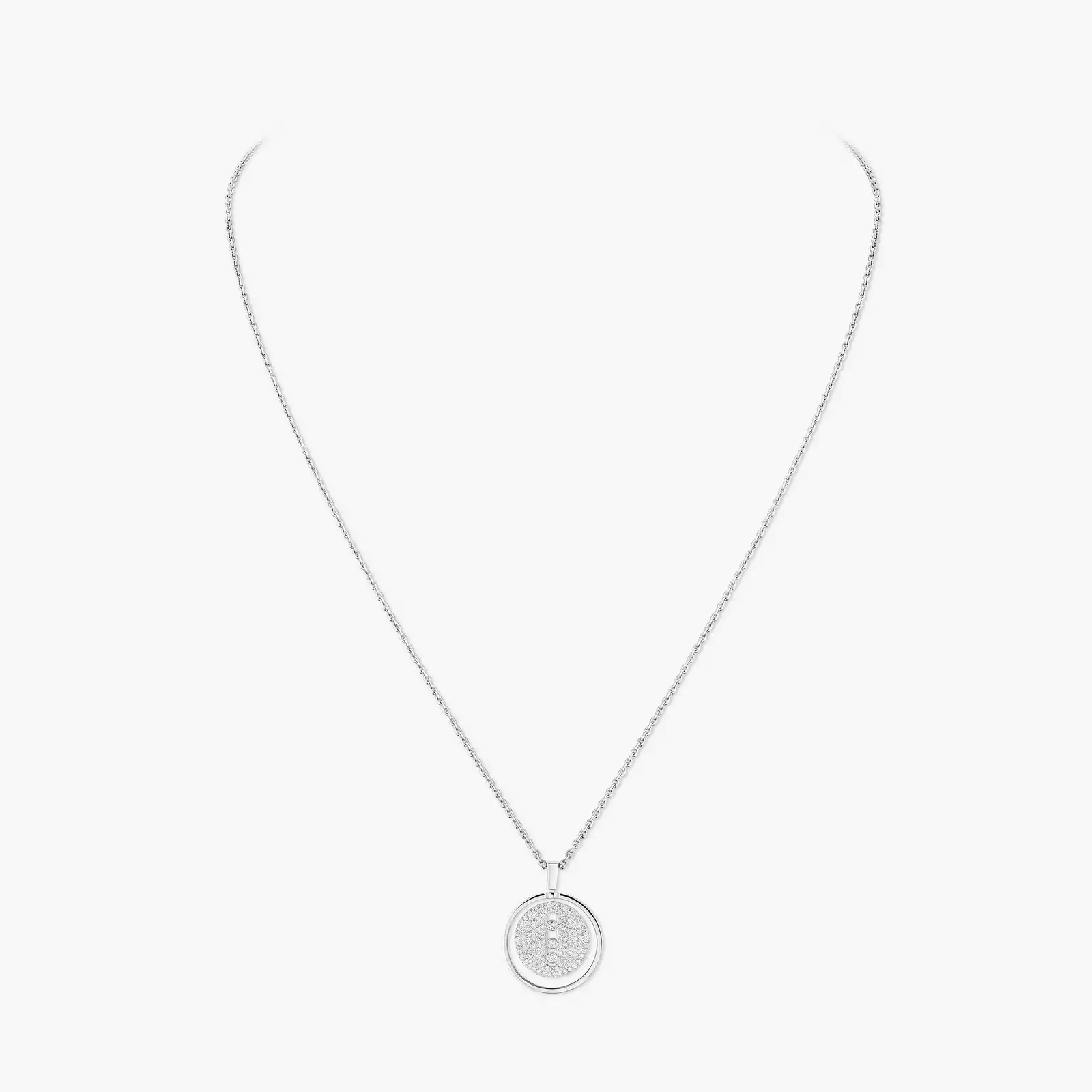 Lucky Move系列密镶钻石中号款 白金 钻石  她的珍礼 项链 07395-WG
