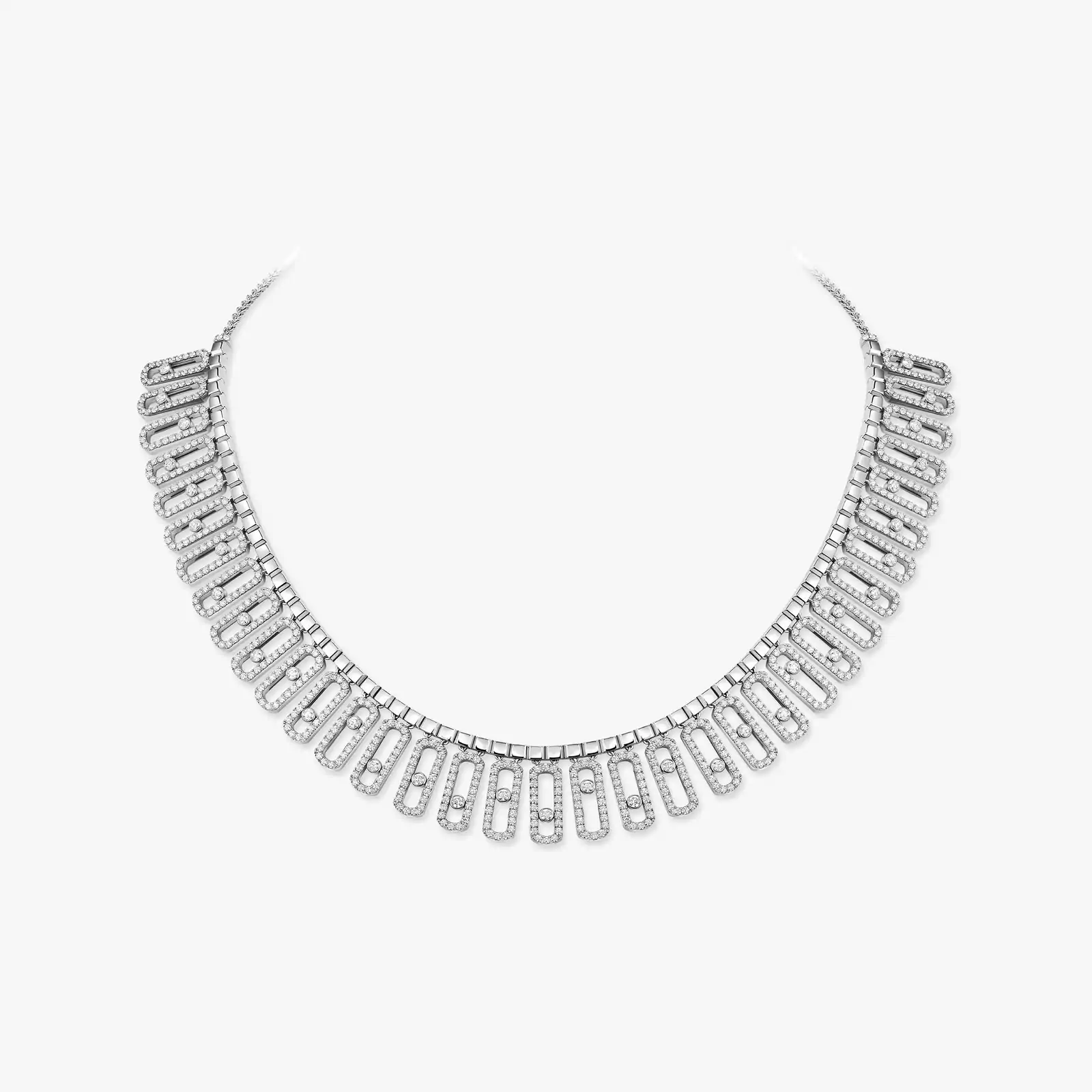 Collier Femme Or Blanc Diamant Move Iconica Pavé 12699-WG
