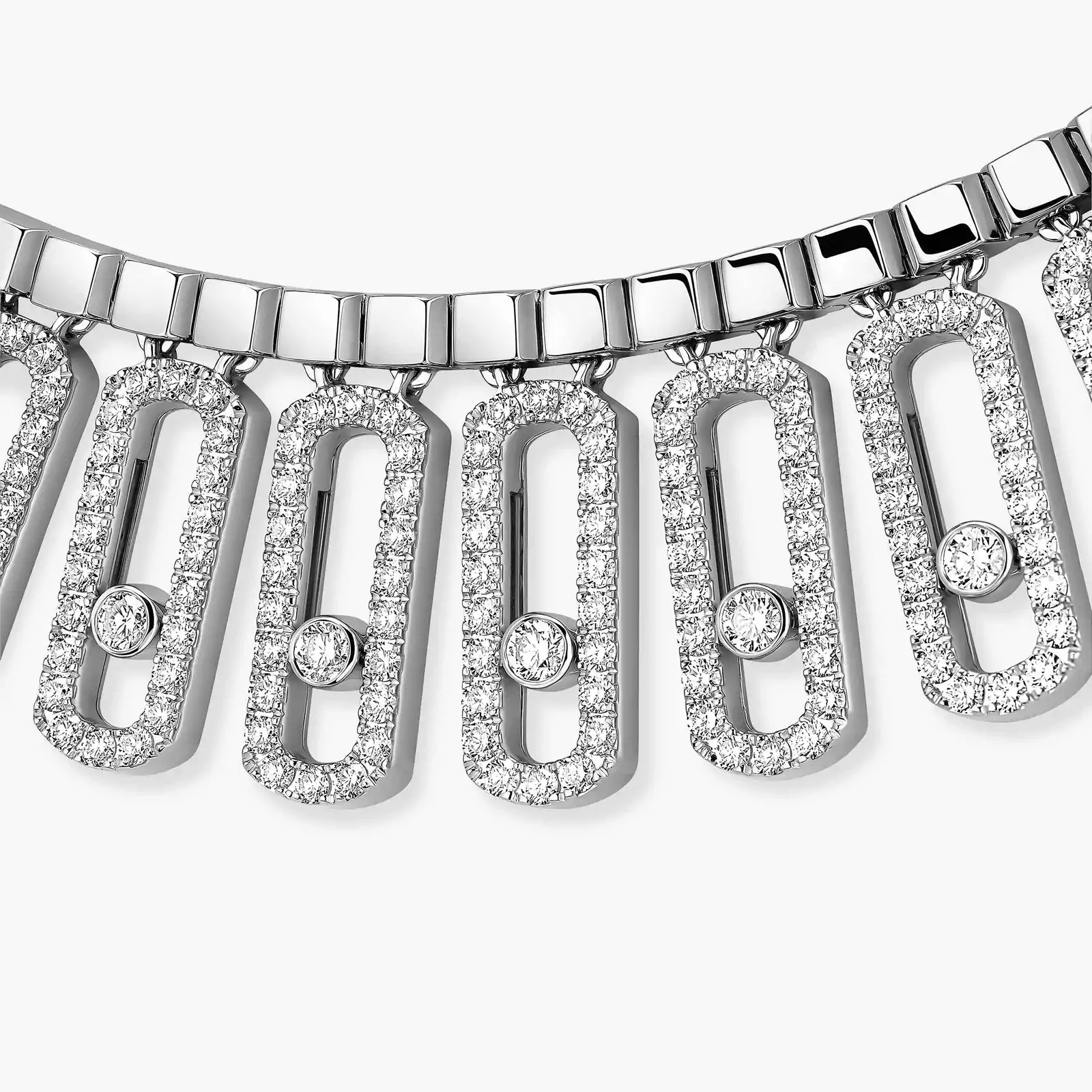 Collier Femme Or Blanc Diamant Move Iconica Pavé 12699-WG