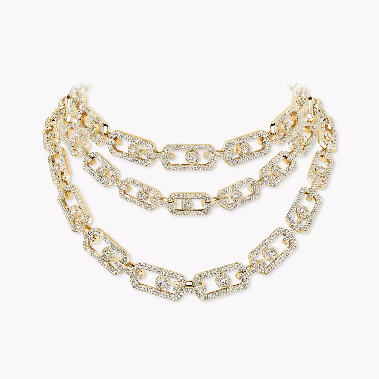 Collar Mujer Oro amarillo Diamante So Move 3 bandas con pavé 13751-YG