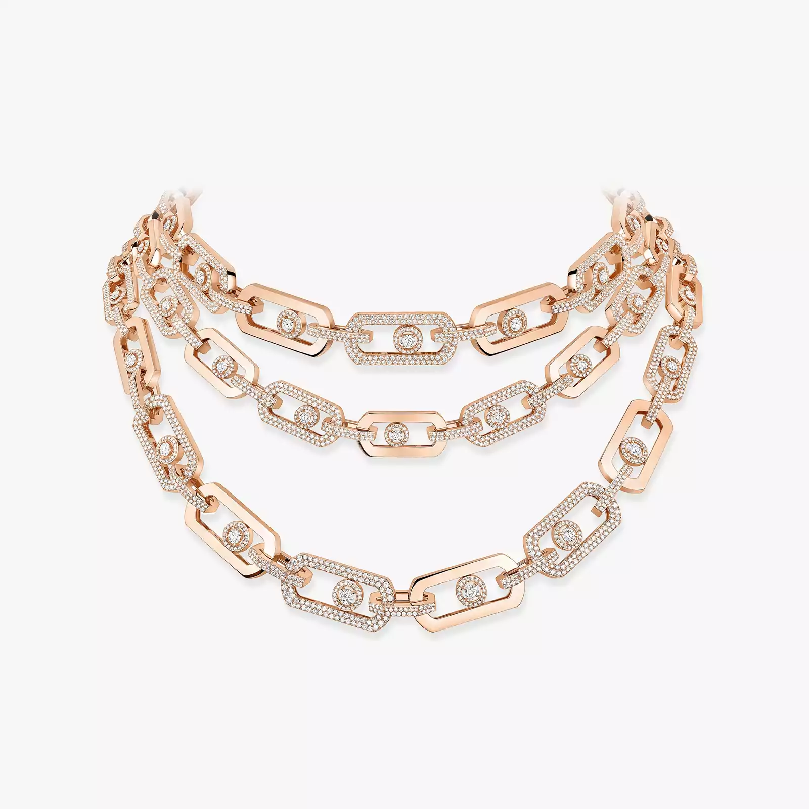 So Move 3 Reihen Für sie Diamant Kette Roségold 14029-PG
